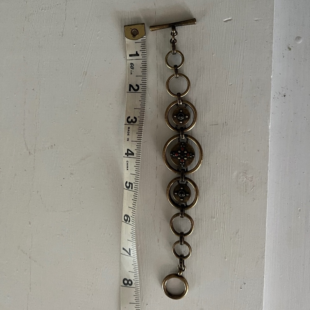 Lucky Brand Antiqued Gold Tone Bracelet with Red Accents - Picture 6 of 6